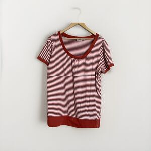 Cato Women’s Orange White Stripe Short Sleeve Top Plus Size 18/20 Scoop Neck